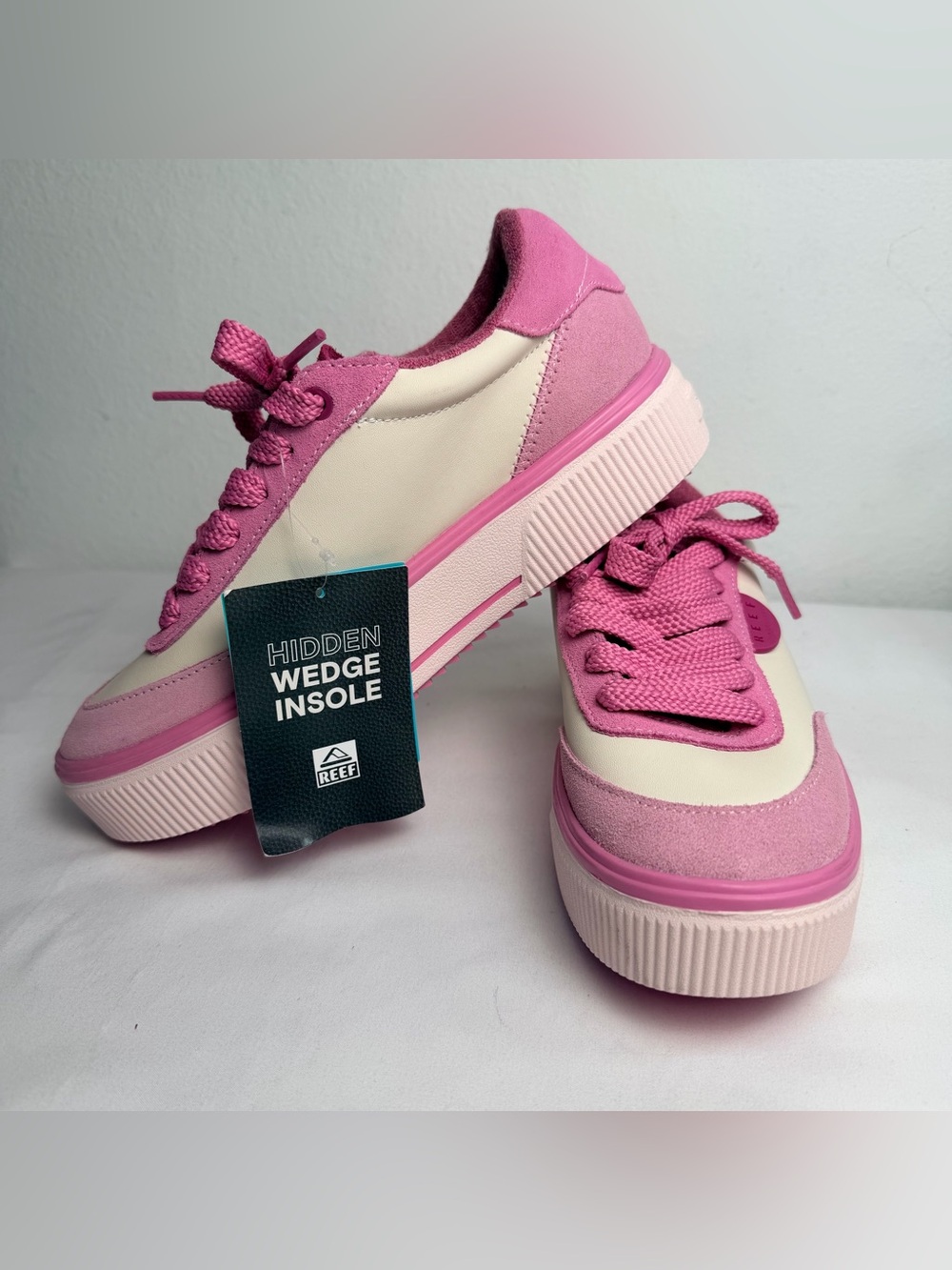 Reef Women's Pink and Cream Platform Casual Sneaker - Picture 6 of 10